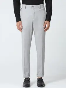 Blackberrys Men Textured Slim Fit Low-Rise Formal Trousers