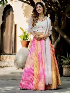 DIVASTRI Embellished Sequinned Semi-Stitched Lehenga & Unstitched Blouse With Dupatta