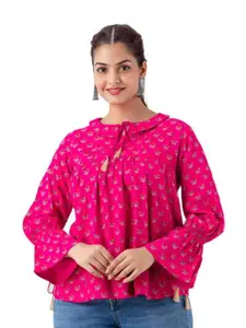 DMP FASHION Floral Printed Flared Sleeves Top