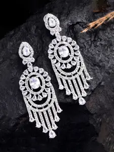 Silvermerc Designs Silver-Plated American Diamond Circular Drop Earrings