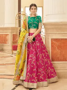 DIVASTRI Embroidered Silk Semi-Stitched Lehenga & Unstitched Blouse With Dupatta