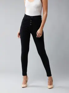 DOLCE CRUDO Women Skinny Fit High-Rise Heavy Fade Stretchable Jeans