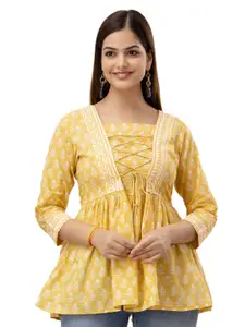 DMP FASHION Floral Printed Cotton Top