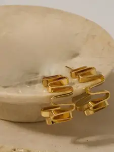 KARISHMA KREATIONS Gold-Plated Contemporary Twisted Hoop Earrings