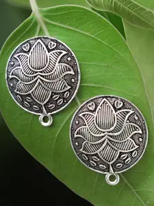 Sangria Silver-Plated Circular Shaped Lotus Studs