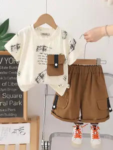 INCLUD Boys Printed Round Neck T-shirt With Shorts