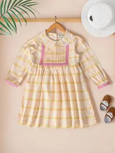 Bella Moda Girls Striped Peter Pan Collar Puff Sleeve Fit & Flare Dress