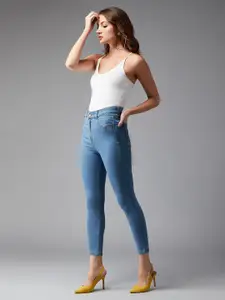 DOLCE CRUDO Women Skinny Fit High-Rise Light Fade Stretchable Jeans