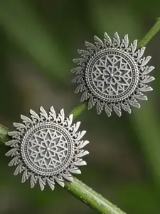 Sangria Silver-Plated Circular Shaped Studs