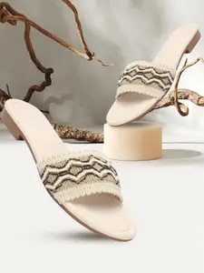 AVIVASTYLE Women Textured Open Toe Flats