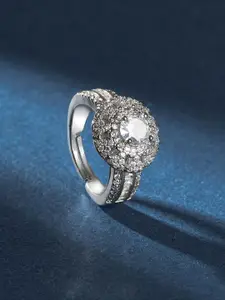 TEEJH Jewel Of Jaipur Silver Plated Cubic Zirconia Studded Finger Ring