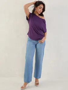 FEMMELLA Women One Shoulder Extended Sleeves Bamboo Top