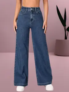 RIVI Women Comfort Wide Leg High-Rise Acid Wash Stretchable Jeans