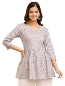 DMP FASHION Floral Printed Pure Cotton A-Line Kurta