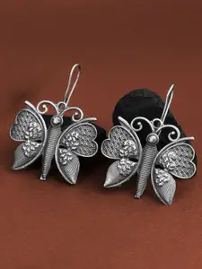 Sangria Silver-Plated Butterfly Shaped Drop Earrings