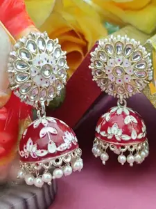 Anouk Gold-Plated Kundan Studded & Beaded Dome Shaped Jhumkas