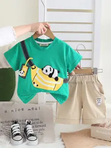 INCLUD Boys Printed Round Neck T-shirt With Shorts