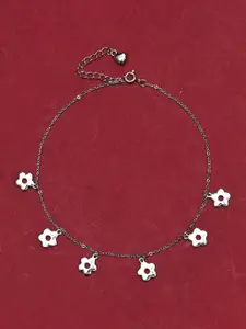 925 SILLER 925 Pure Silver Multiple Charm Anklet