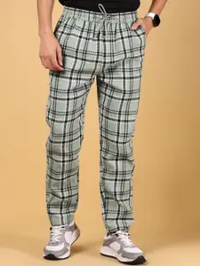 V-Mart Men Checked Cotton Mid-Rise Track Pants