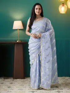 RACHNA Paisley Embroidered Organza Fusion Saree