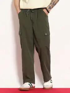 Urbano Fashion Men's Olive Loose Baggy Fit Cargo Jogger Chino Pant