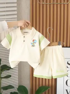 INCLUD Boys Graphic Printed Polo Collar T-Shirt With Shorts