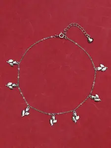 925 SILLER 925 Pure Silver Multiple Charm Anklet