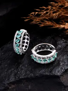 Silvermerc Designs Silver-Plated American Diamond Circular Studs Earrings