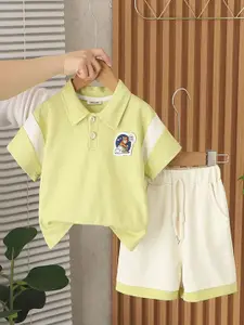 INCLUD Boys Colourblocked Polo Collar T-Shirt With Shorts