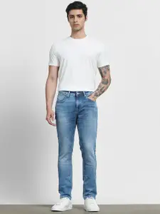 Mufti Men Skinny Fit Low Distress Light Fade Stretchable Jeans