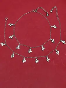 925 SILLER Pack of 2 925 Pure Silver Multiple Charm Anklets