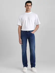 Mufti Men Straight Fit Light Fade Cat Scratches Stretchable  Denim Deluxe  Jeans