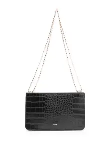 MANGO Women Croc-Effect Cardholder with Chain Sling Strap