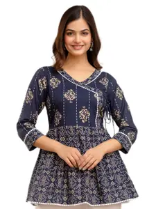 DMP FASHION Floral Printed Cotton Top