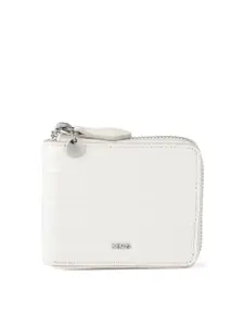 MANGO Women Croc Textured Zip Around Wallet