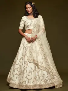 DIVASTRI Embroidered Thread Work Semi-Stitched Lehenga & Unstitched Blouse With Dupatta