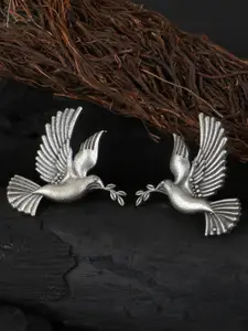 Sangria Silver-Plated Bird Shaped Studs