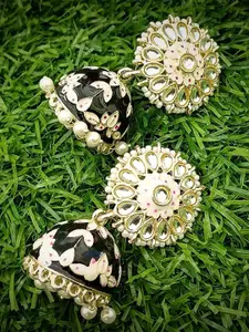 Anouk Gold Plated Artificial Beaded Dome Shaped Jhumkas