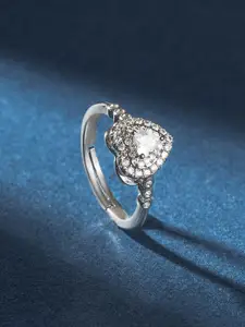 TEEJH Pristine Patiala Silver Plated Cubic Zirconia Studded Finger Ring