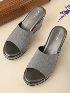 Rocia Women  Slip On Shimmery Flatform Peep Toes Heels