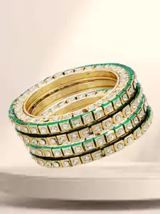 ATIBELLE Set Of 4 Gold-Plated Kundan-Studded Bangles