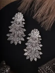 Sangria Silver-Plated Floral Drop Earrings