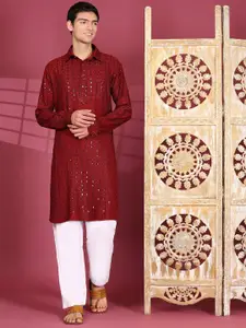 Pro-Ethic STYLE DEVELOPER Men Regular Sequinned Kurta with Pyjamas