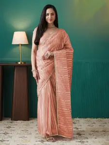 RACHNA Women Striped Embroidered Organza Designer Saree