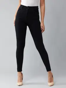 DOLCE CRUDO Women Skinny Fit High-Rise Heavy Fade Stretchable Jeans