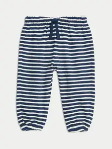 Marks & Spencer Boy Striped  Mid-Rise Regular Fit Cotton Joggers