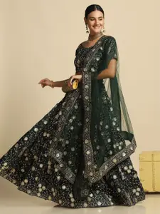KALINI Embroidered Semi-Stitched Lehenga & Unstitched Blouse With Dupatta Lehenga Choli