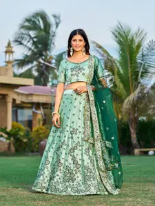 KALINI Women Embroidered Semi-Stitched Lehenga & Unstitched Blouse With Dupatta