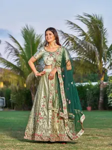 KALINI Embroidered Semi-Stitched Lehenga With Unstitched Blouse And Dupatta