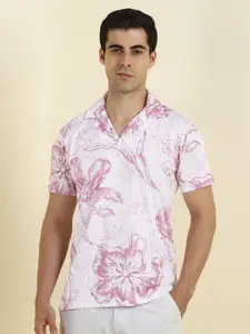 Allen Solly Men Floral Printed Polo Collar Cotton T-shirt